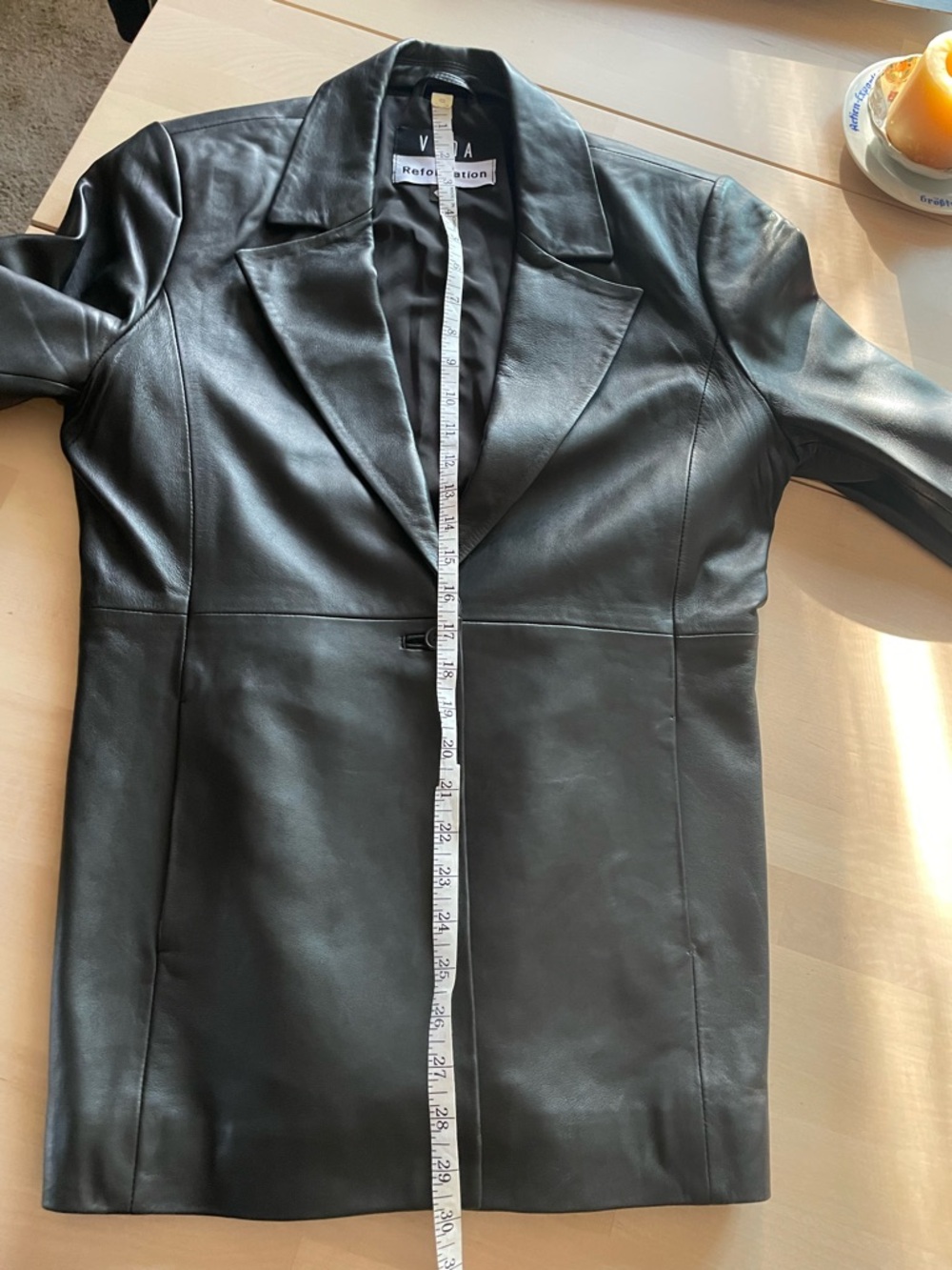 VEDA x Reformation Bowery Leather Blazer - Black L - Picture 10 of 13